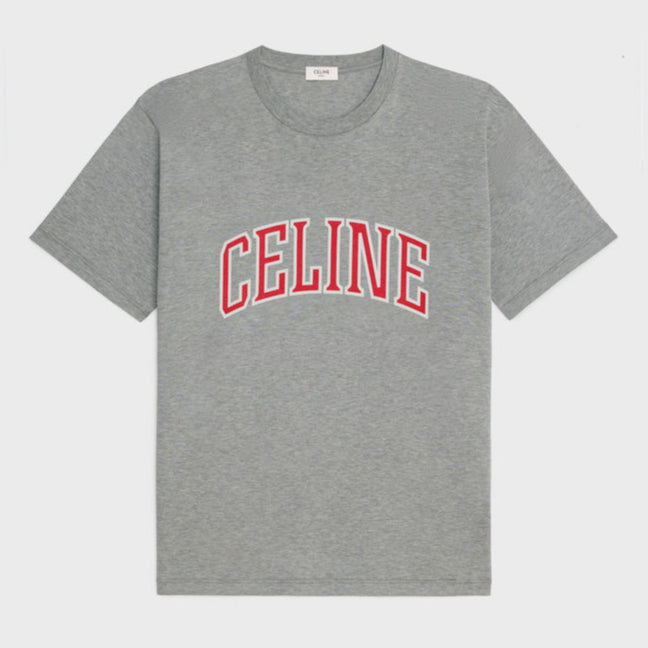 College Print Grey Cotton Jersey T-shirt