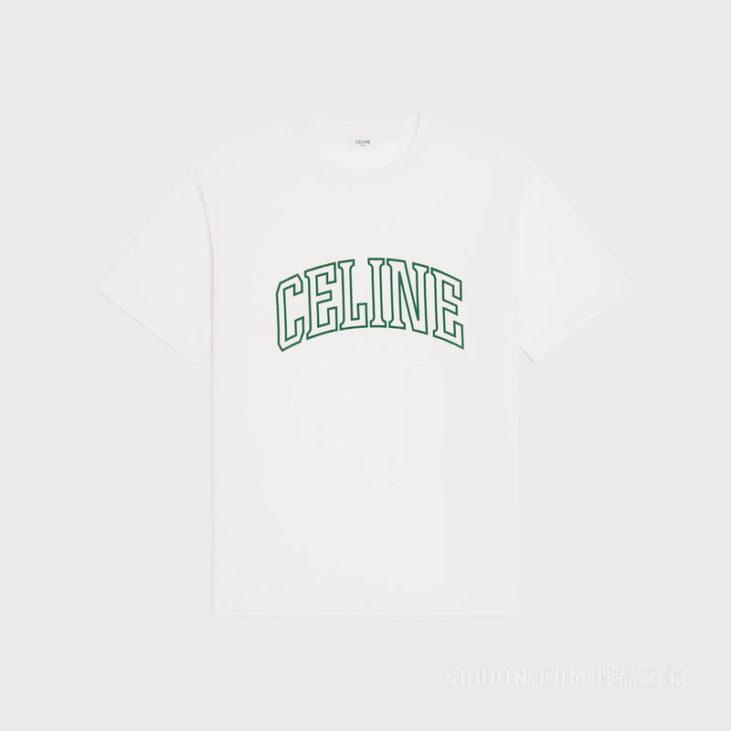 College Print White Cotton Jersey T-shirt