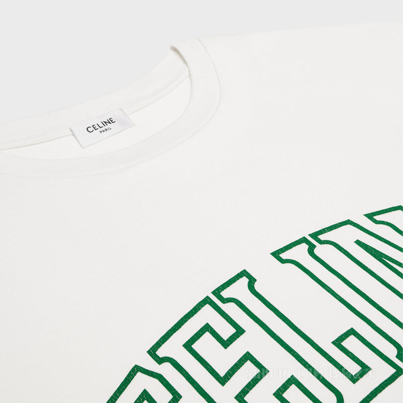 College Print White Cotton Jersey T-shirt