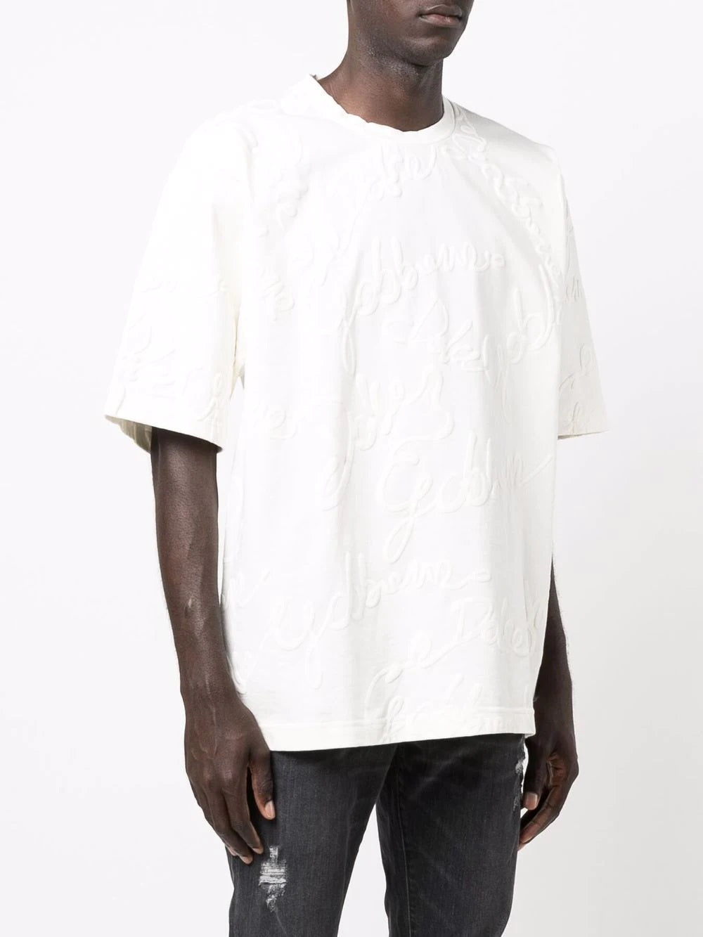 DG logo-print white cotton T-shirt - Styledistrict