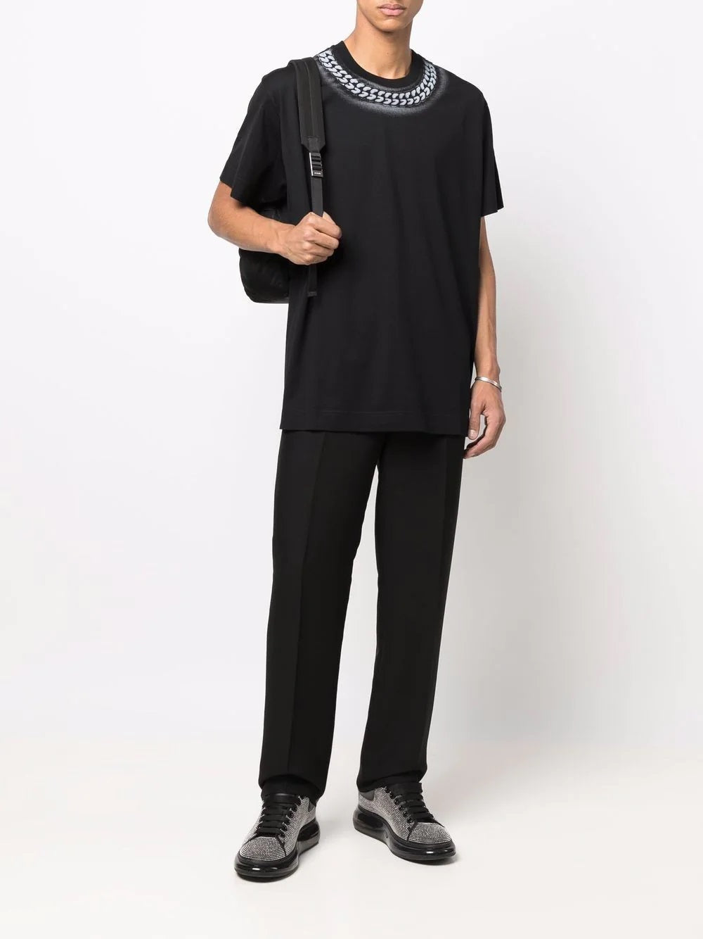GVCH chain-link print Black T-shirt - Styledistrict
