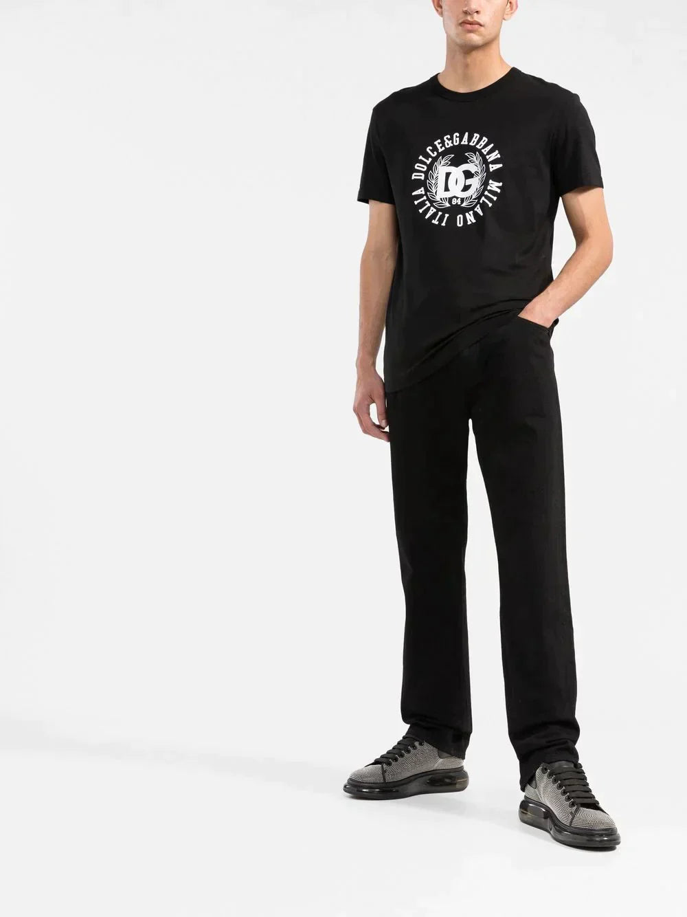 DG logo-print cotton Black T-shirt - Styledistrict