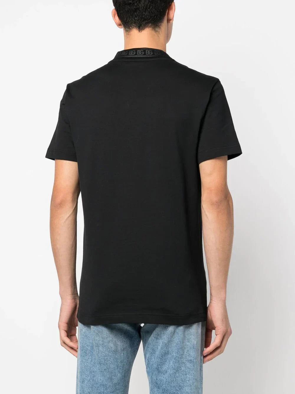 Black Cotton T-shirt with DG Embroidery - Exclusive Wear