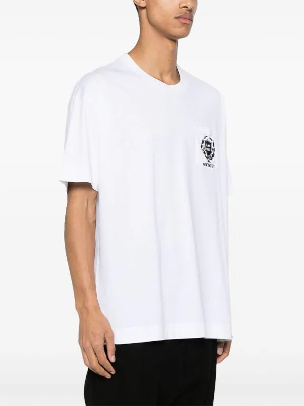 Logo-embroidered White Cotton T-shirt