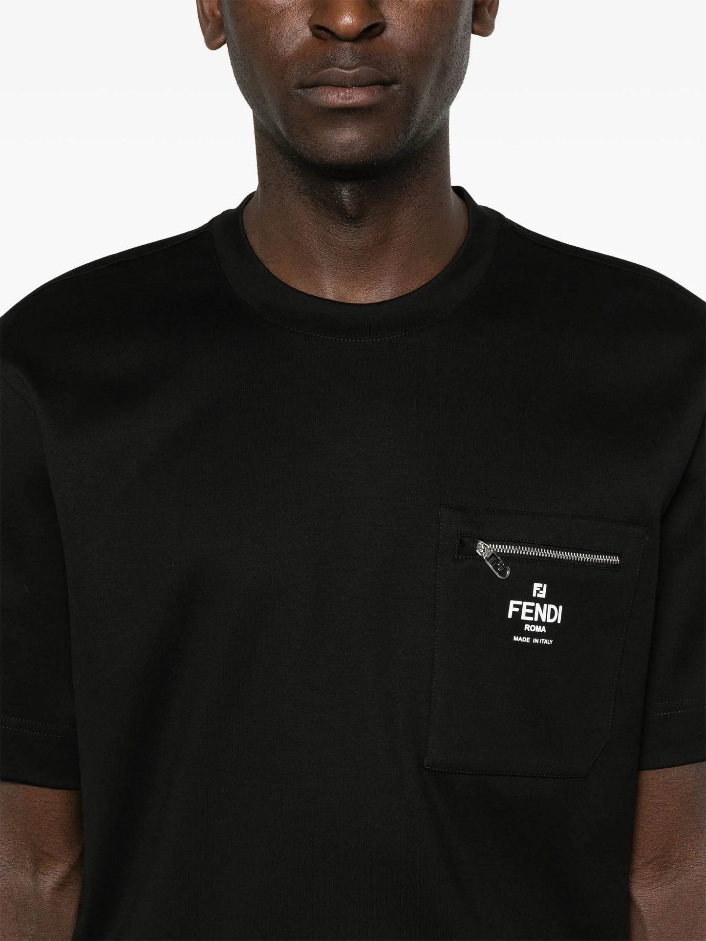 Black Cotton T-shirt with Pocket