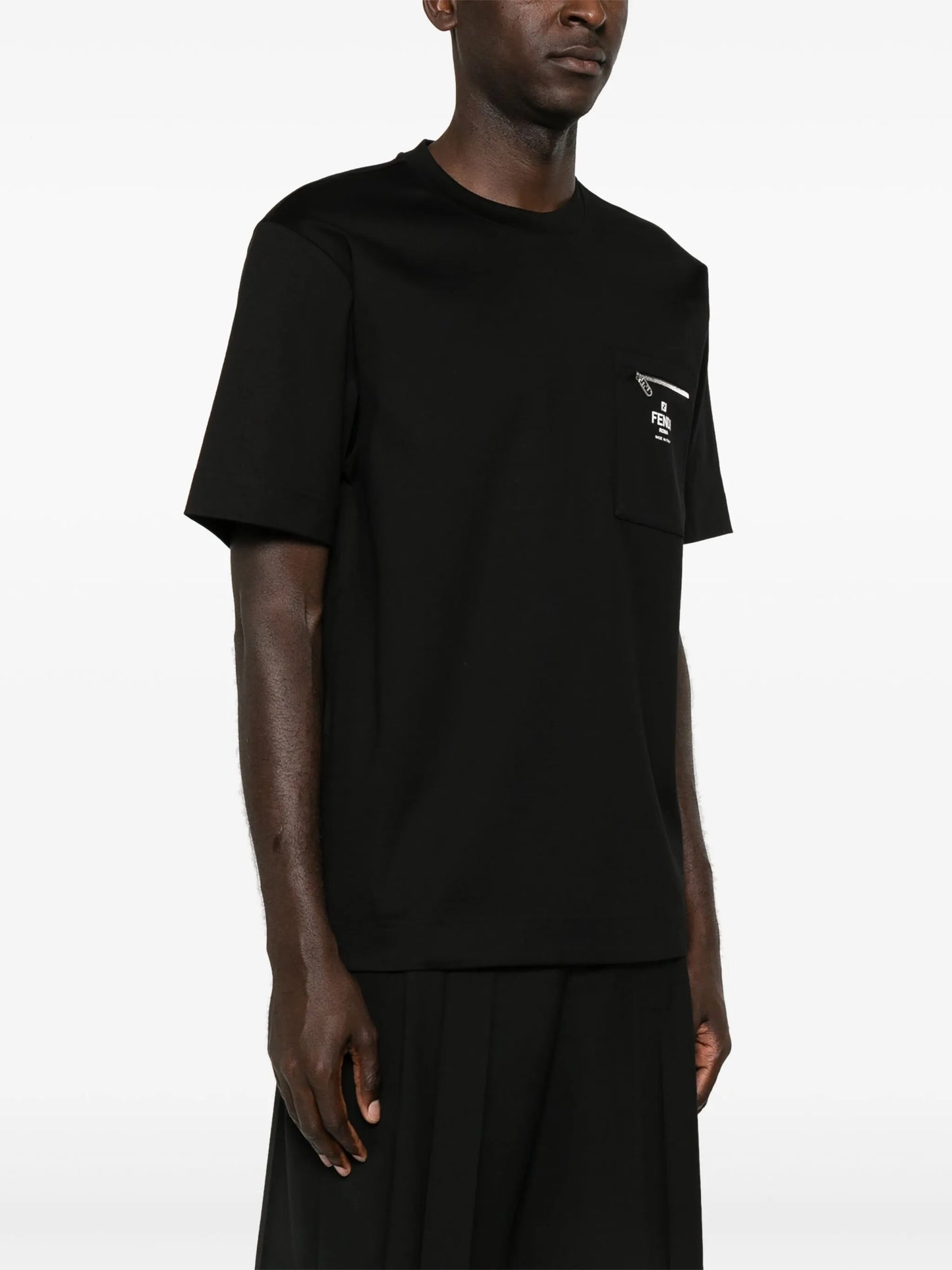 Black Cotton T-shirt with Pocket