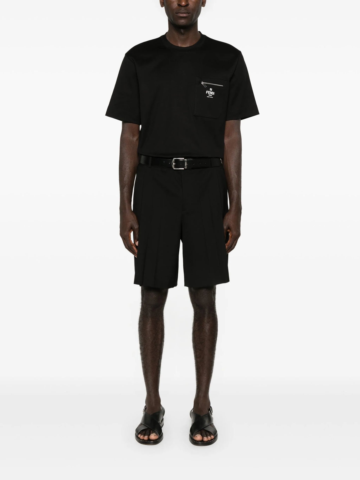 Black Cotton T-shirt with Pocket