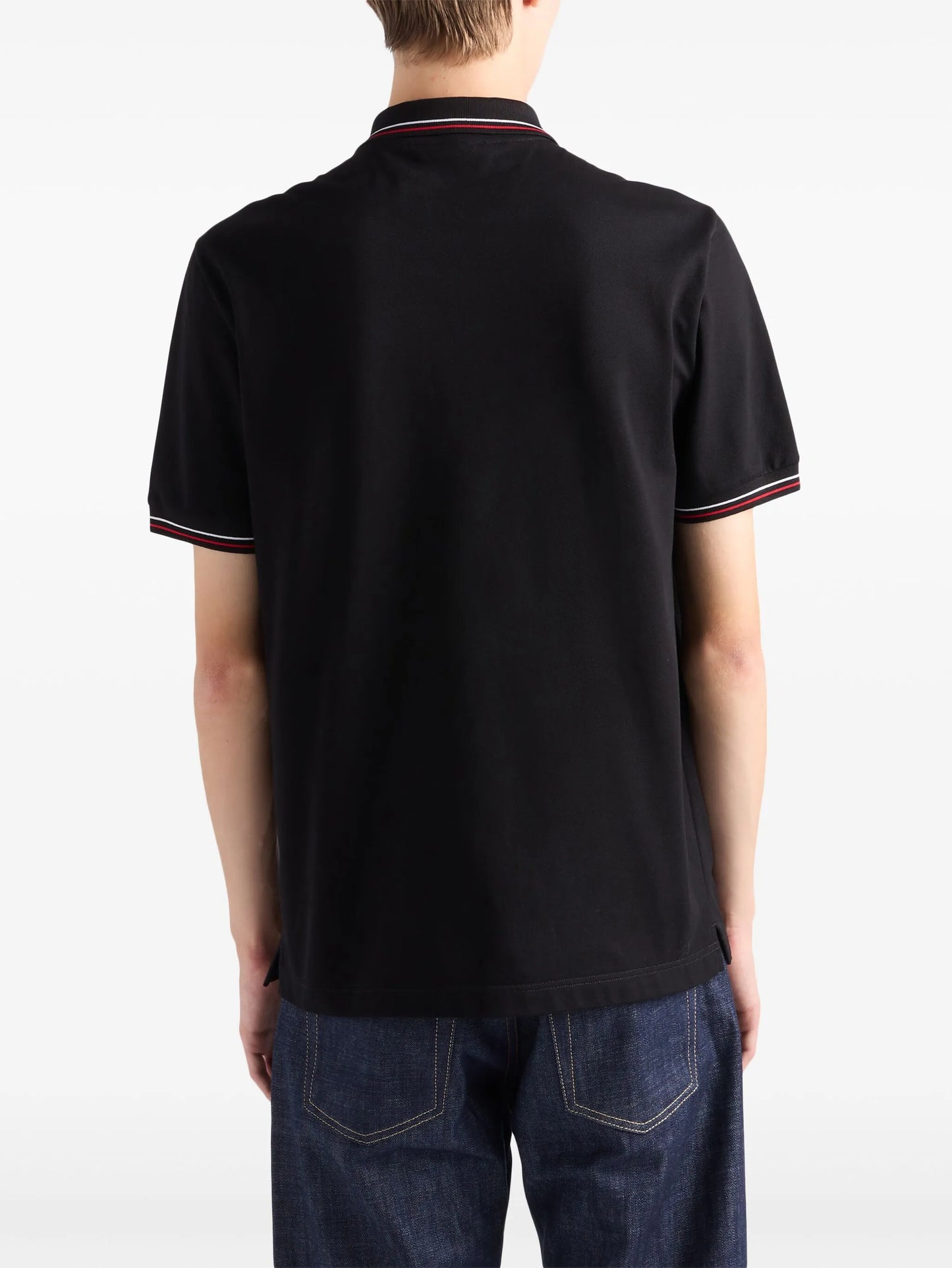 Short-Sleeve Black Pique Polo Shirt