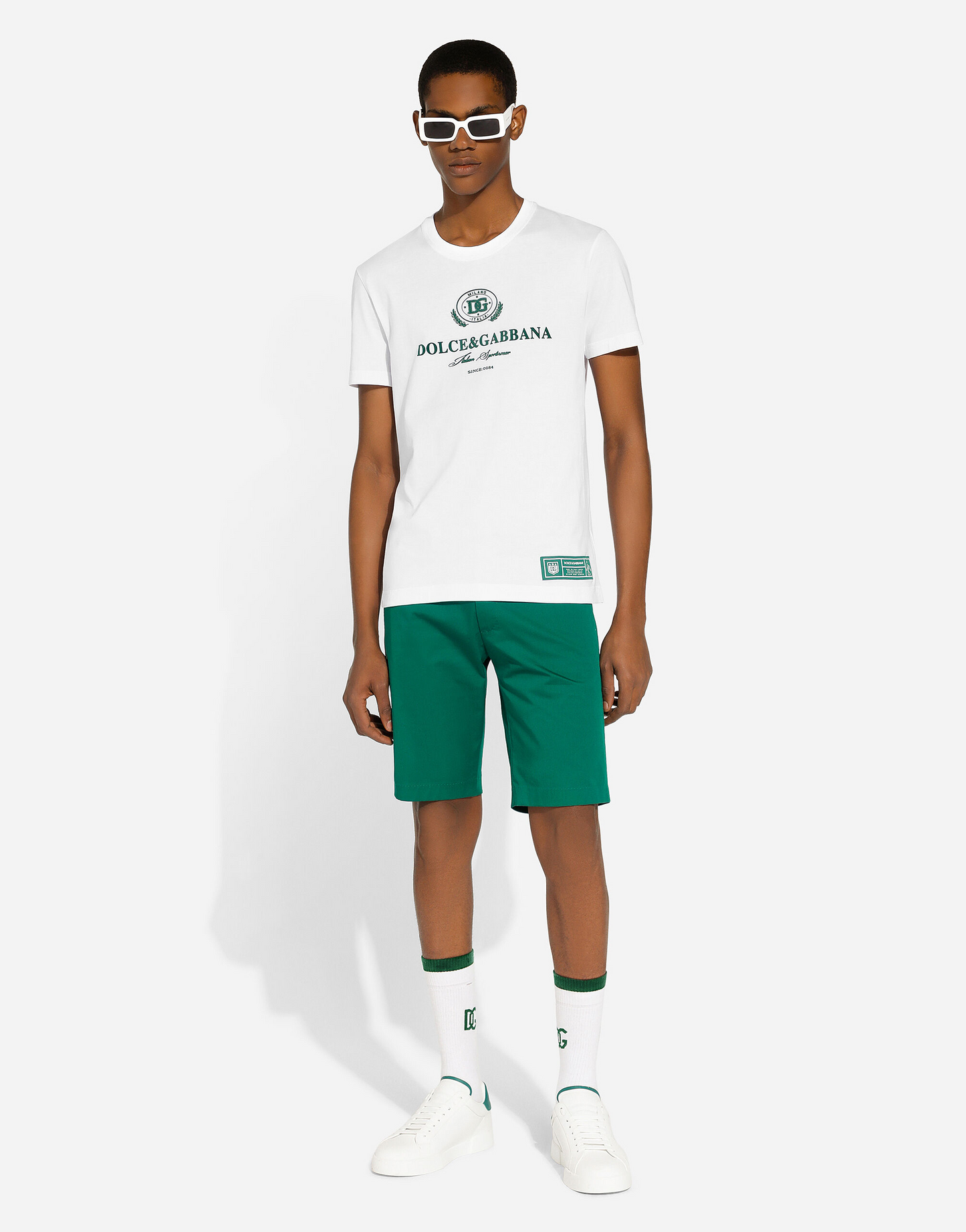 White Cotton T-shirt with Logo Print