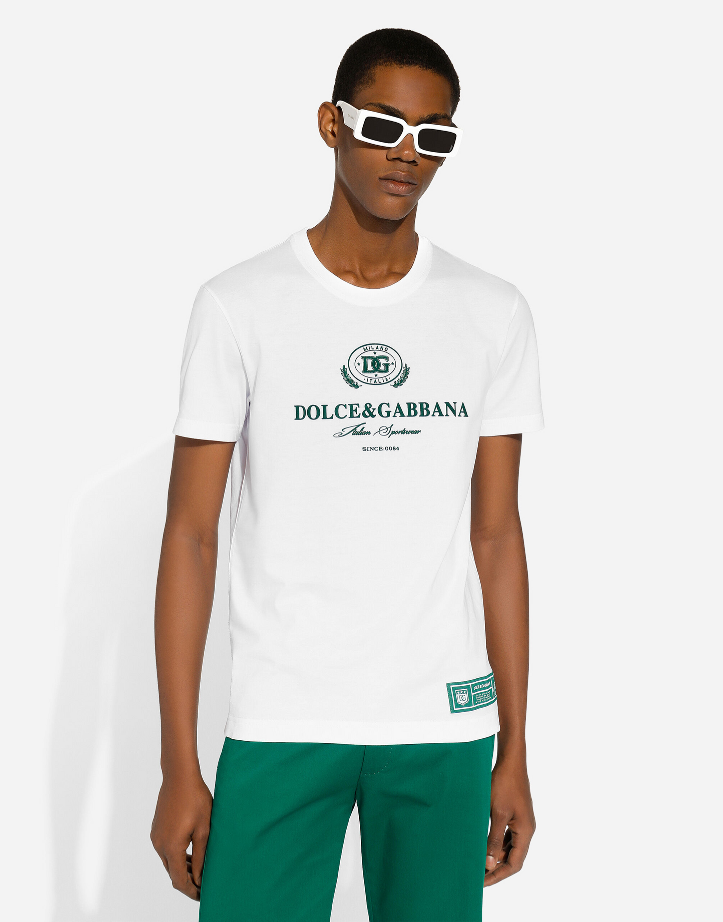 White Cotton T-shirt with Logo Print