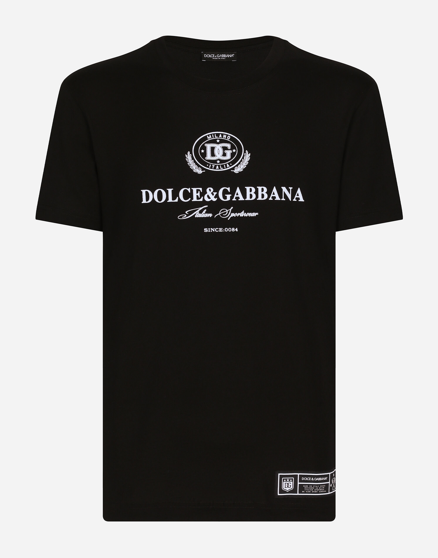 Black Cotton T-shirt with Logo Print