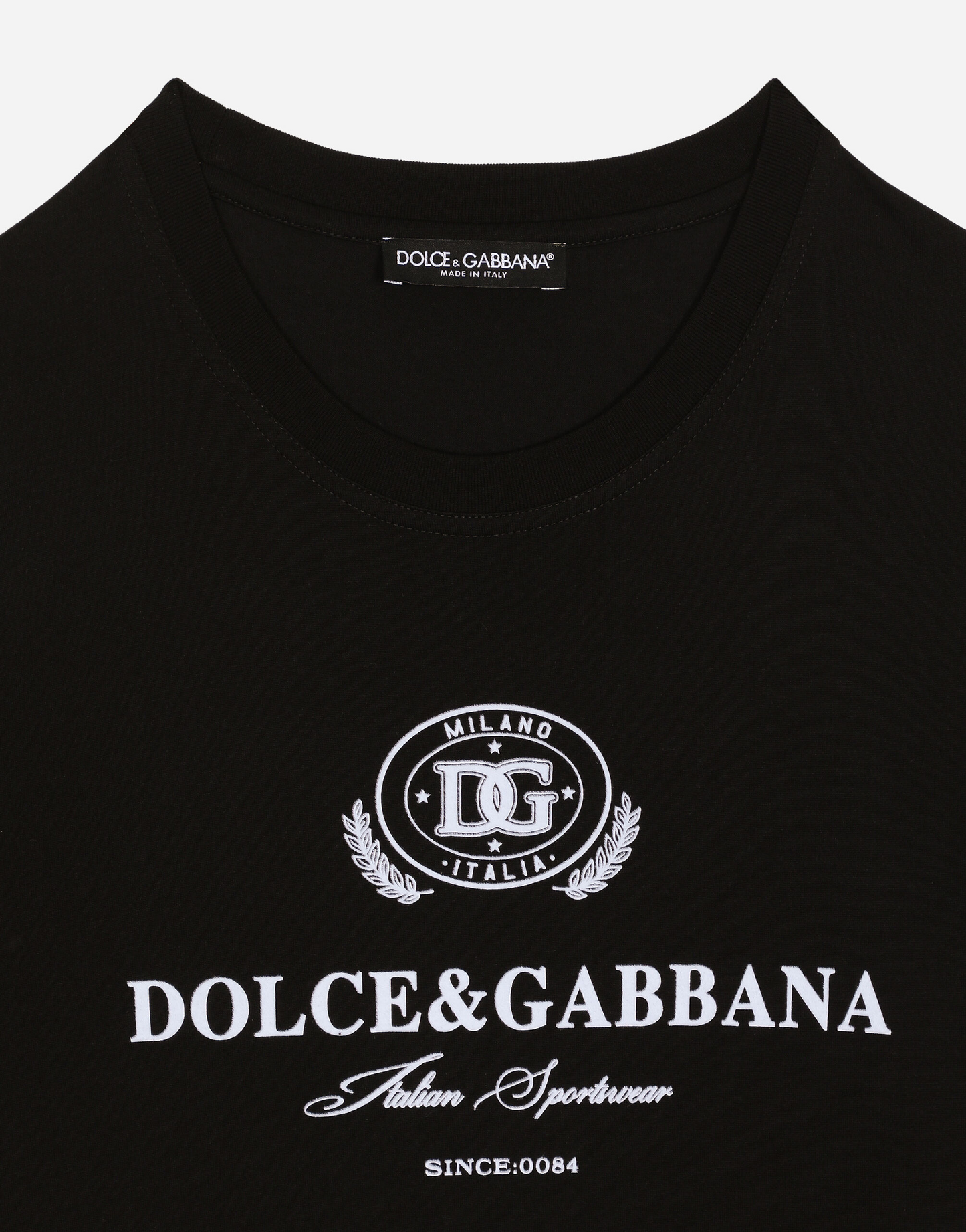 Black Cotton T-shirt with Logo Print