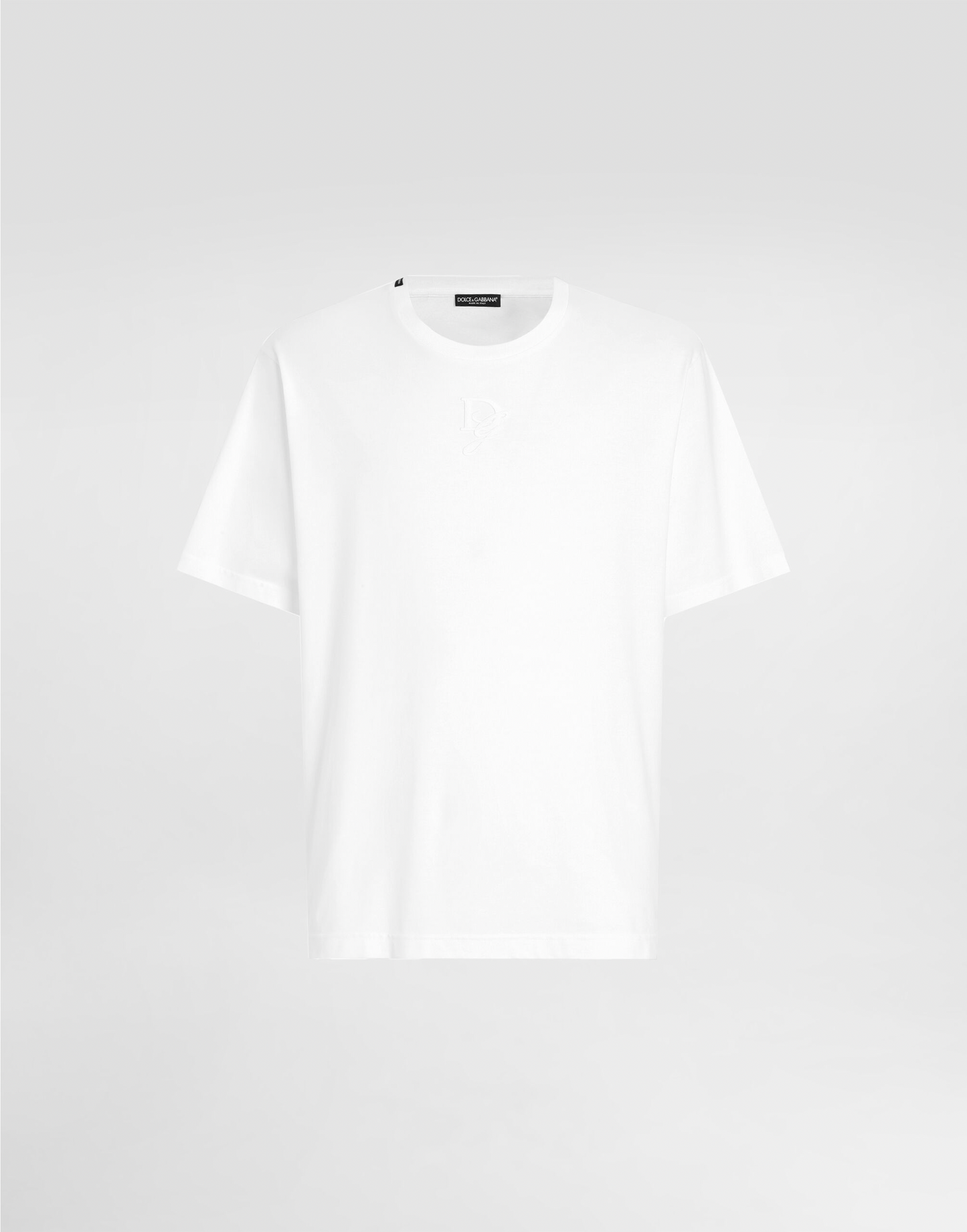 White Cotton T-shirt with Logo Embroidery