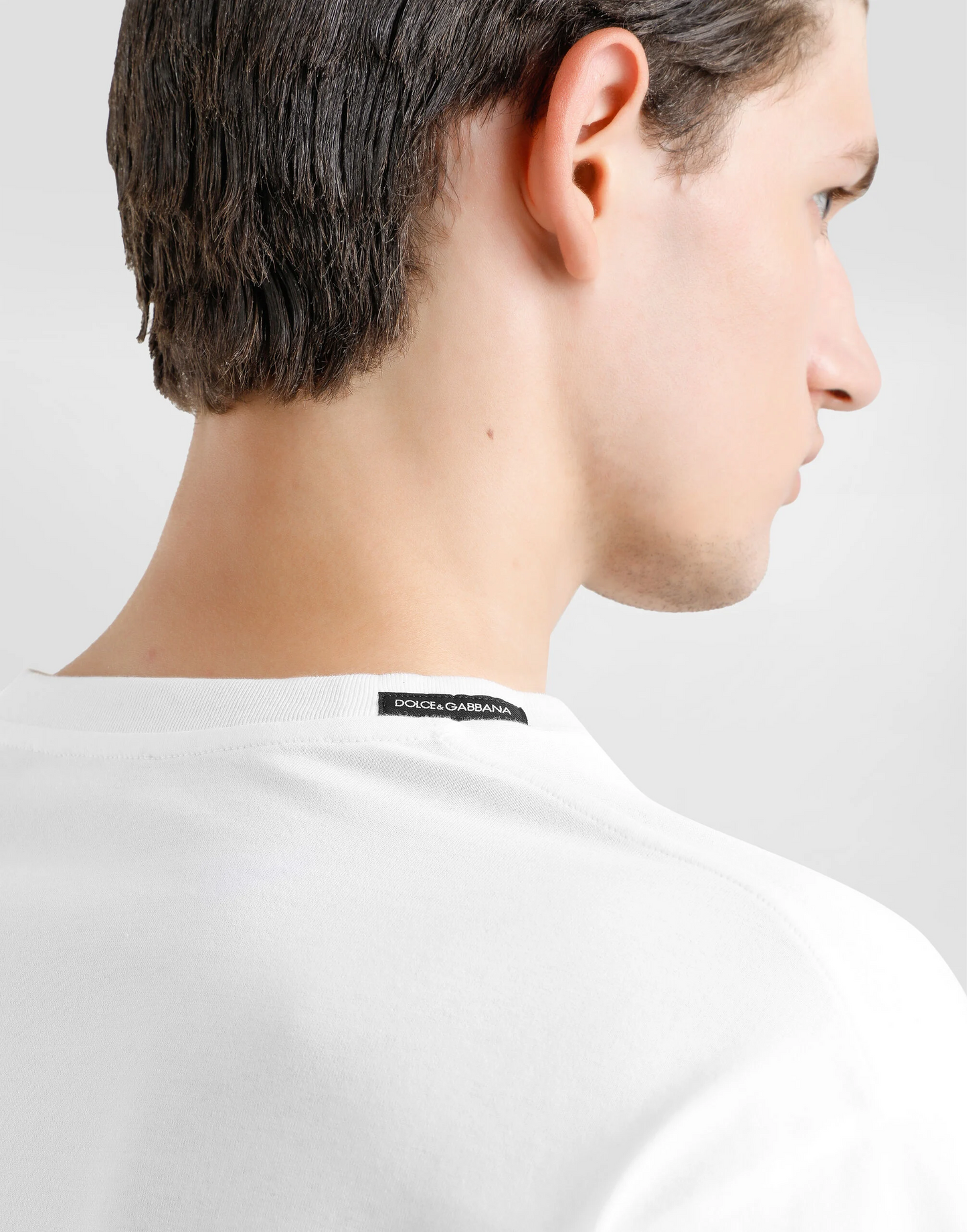 White Cotton T-shirt with Logo Embroidery