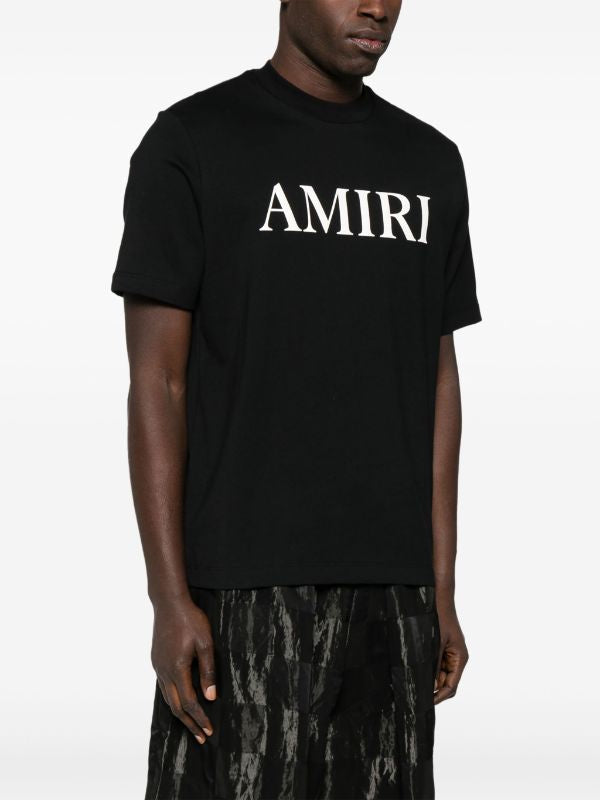 Logo Print Black Cotton T-shirt
