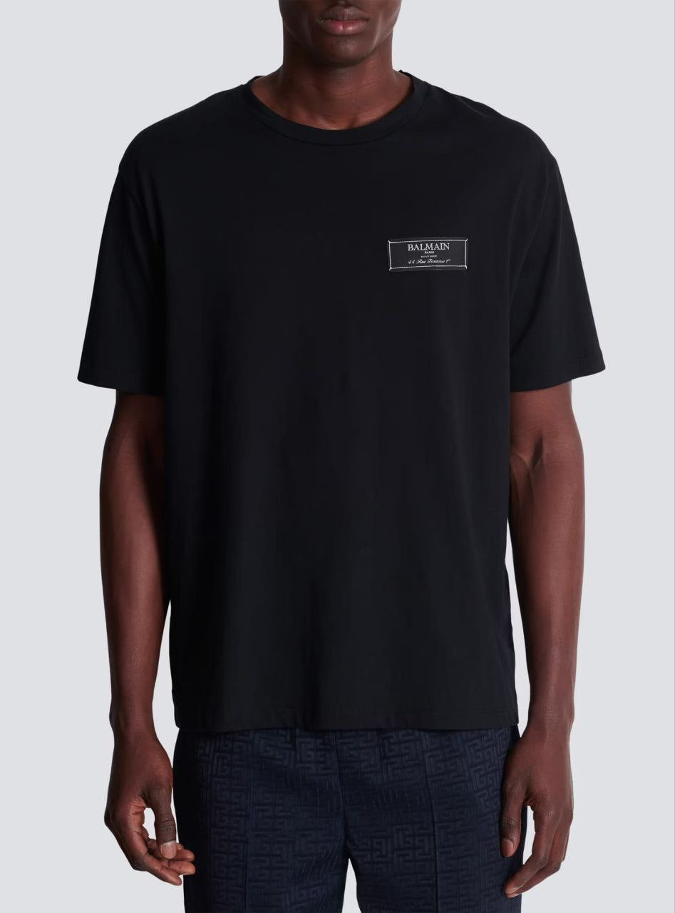 Loose Fit Black T-shirt with Signature Emrboidery
