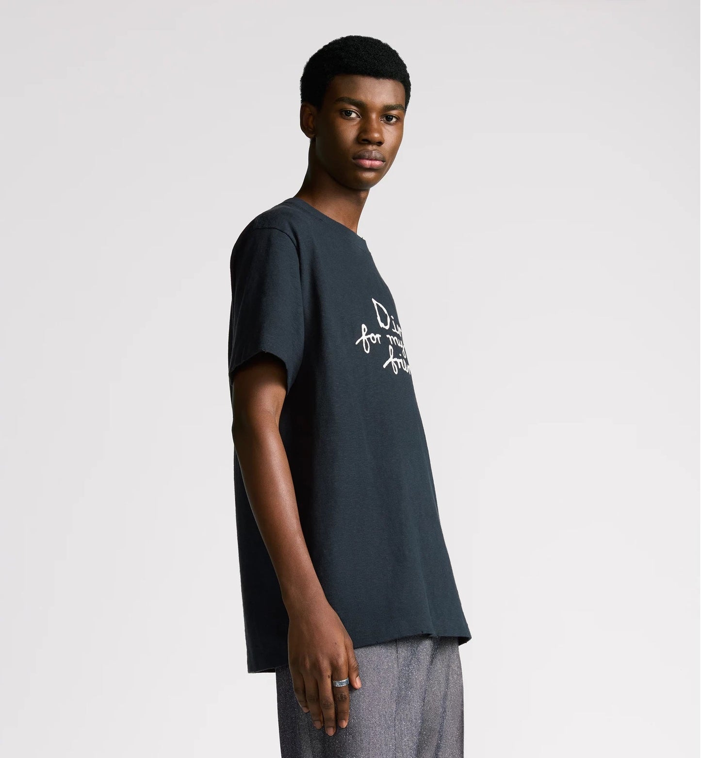 Hylton Nel For My Real Friends Embroidered Navy Blue T-shirt