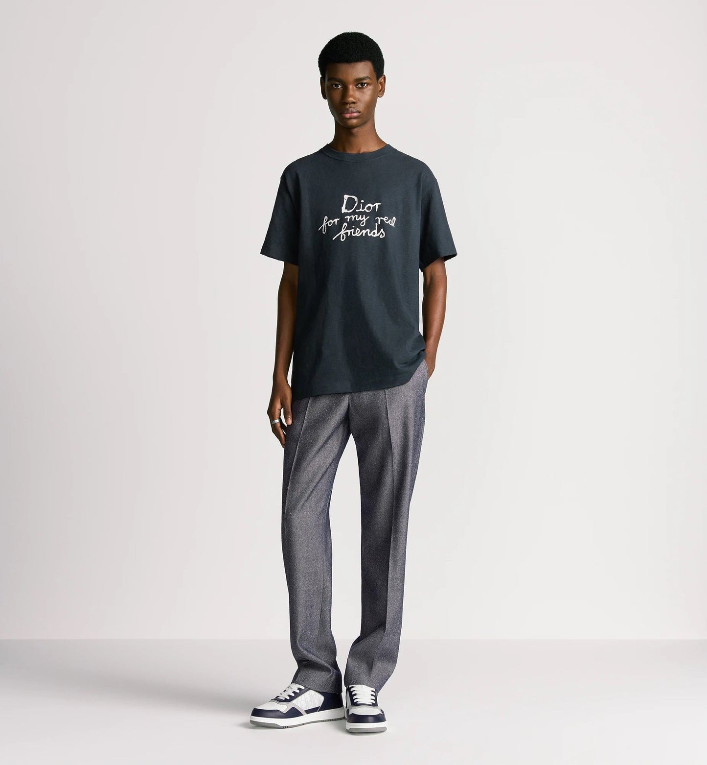 Hylton Nel For My Real Friends Embroidered Navy Blue T-shirt