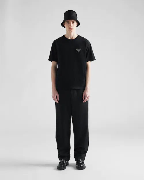 PRD studded-logo Black cotton T-shirt - Styledistrict