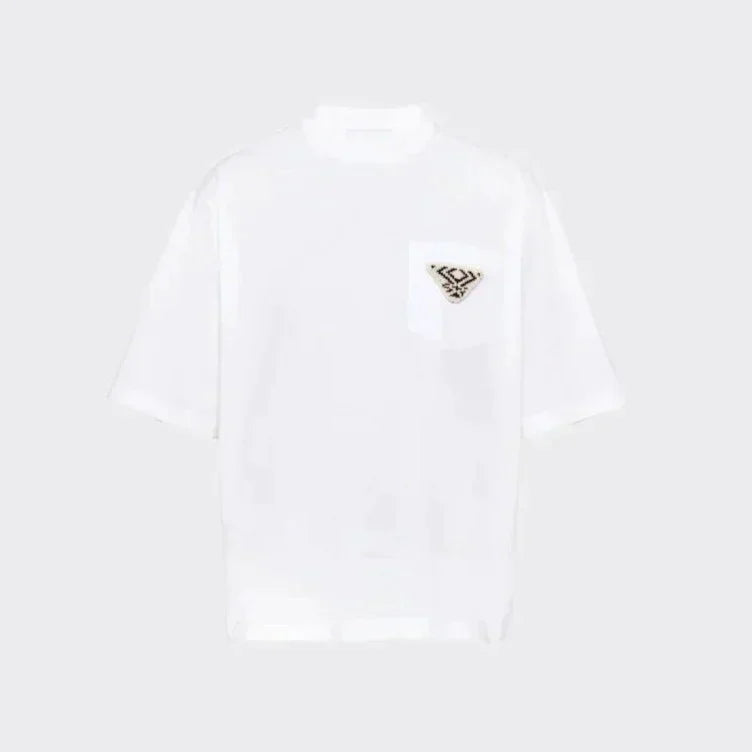 PRADA Oversized White Cotton T-shirt - Exclusive Wear