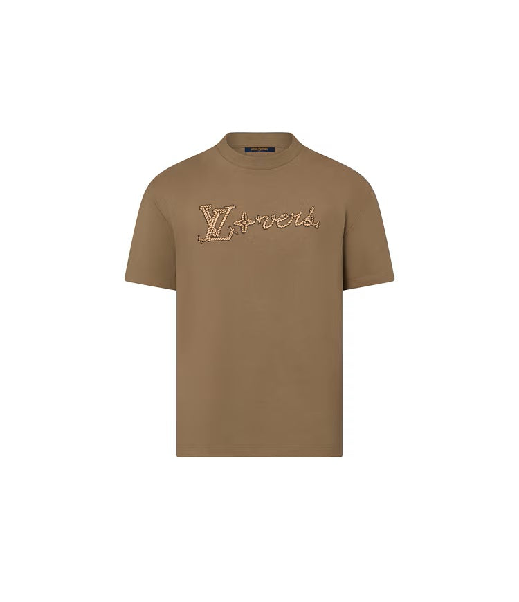 LV Ropes Embroidered Signatures Beige T-shirt