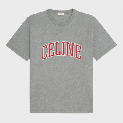 College Print Grey Cotton Jersey T-shirt