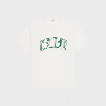 College Print White Cotton Jersey T-shirt