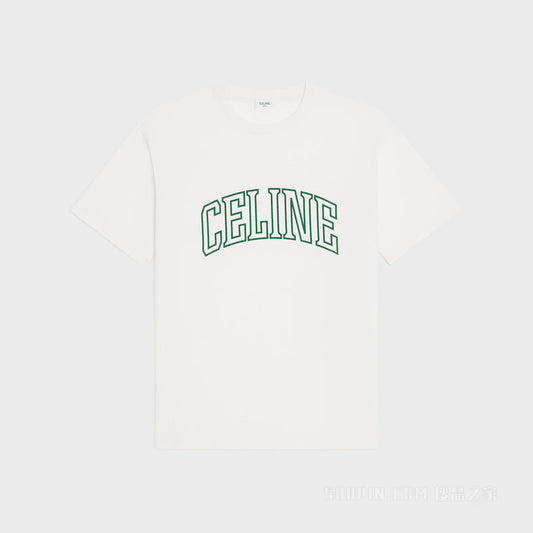 College Print White Cotton Jersey T-shirt