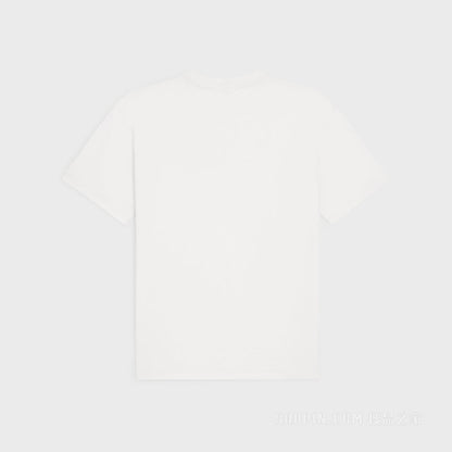College Print White Cotton Jersey T-shirt