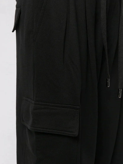DG Black Drawstring Cotton Track Pants - Exclusive Wear