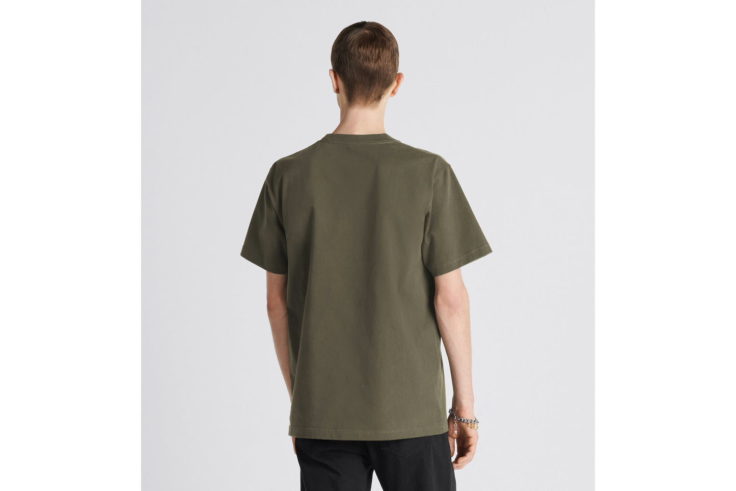 RELAXED FIT KHAKI T-SHIRT WITH EMBROIDERY