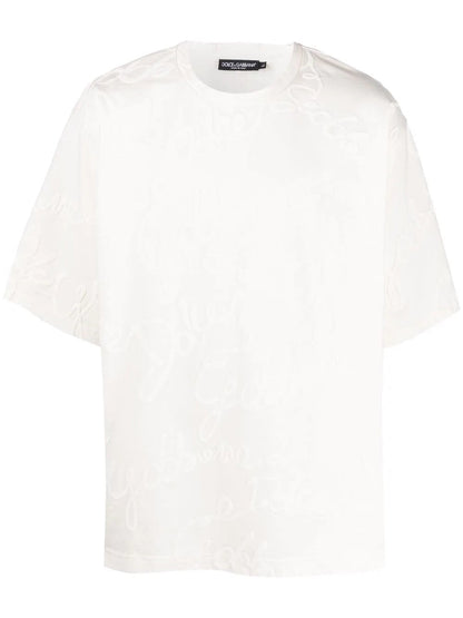 DG logo-print white cotton T-shirt - Styledistrict