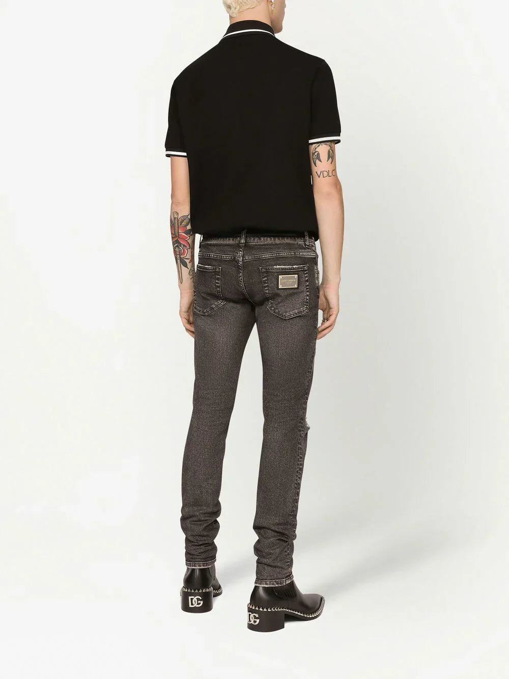 Black Polo Shirt with Logo Embroidery