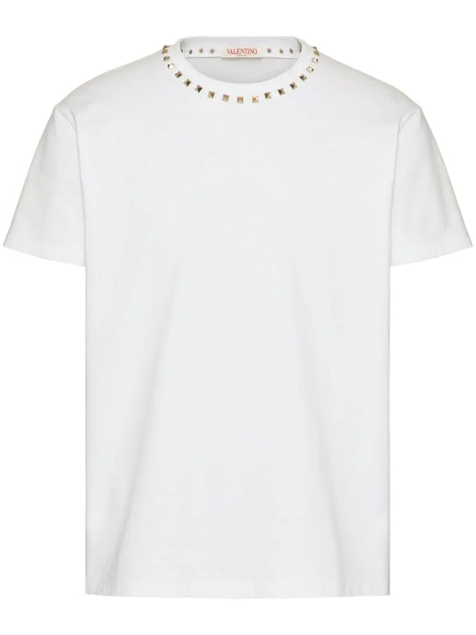 Untitled Stud-embellished White Cotton T-shirt