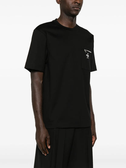 Black Cotton T-shirt with Pocket
