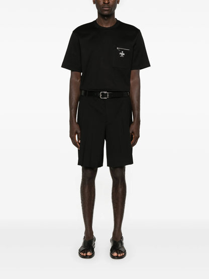Black Cotton T-shirt with Pocket