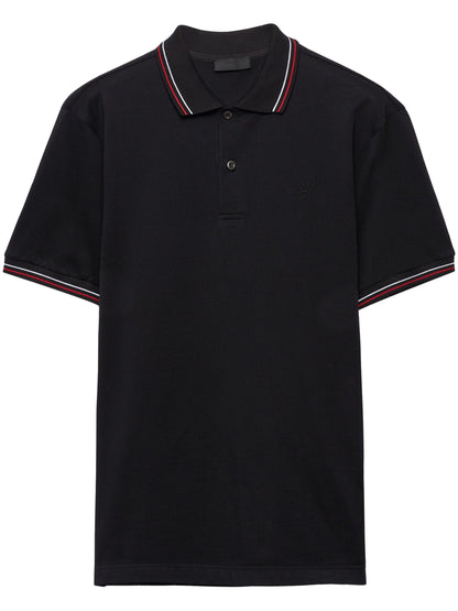 Short-Sleeve Black Pique Polo Shirt