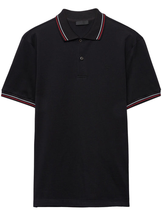 Short-Sleeve Black Pique Polo Shirt