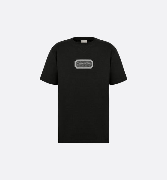 Couture Relaxed Fit Black T-shirt with Embroidery