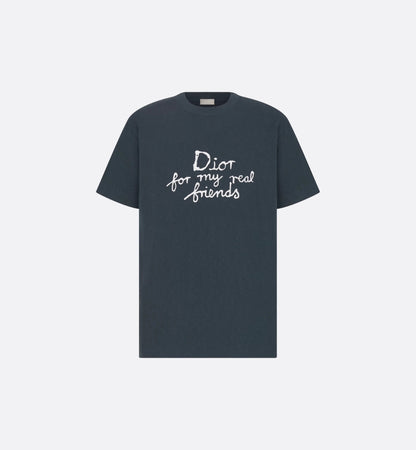 Hylton Nel For My Real Friends Embroidered Navy Blue T-shirt