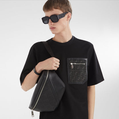 Black Jersey Zip-Pocket T-shirt