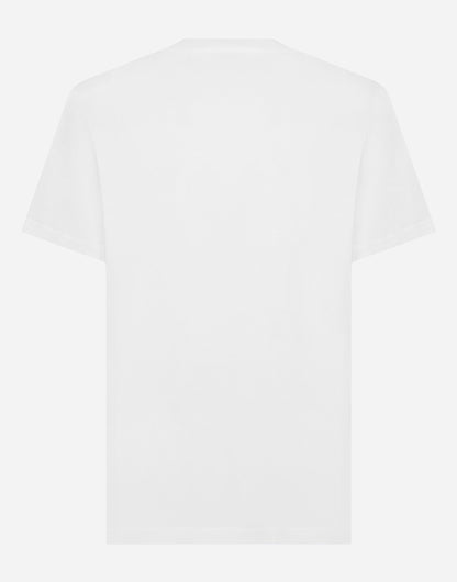 White Cotton T-shirt with DG embroidery and patch - Exclusive Wear