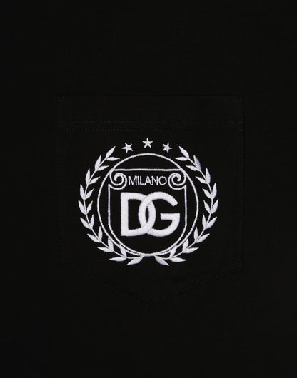 Black T-shirt with DG Milano Logo Embroidery