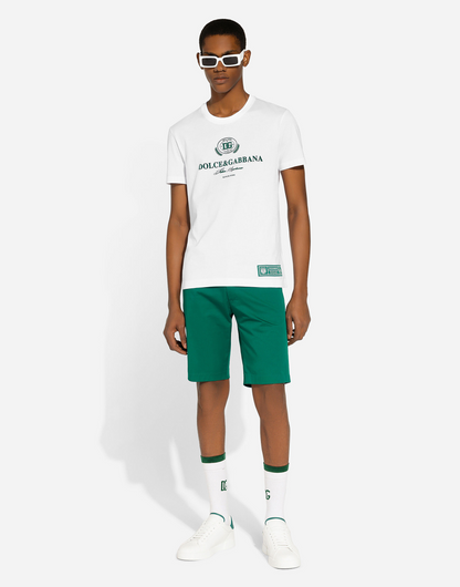 White Cotton T-shirt with Logo Print