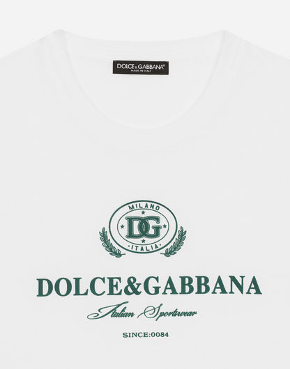 White Cotton T-shirt with Logo Print