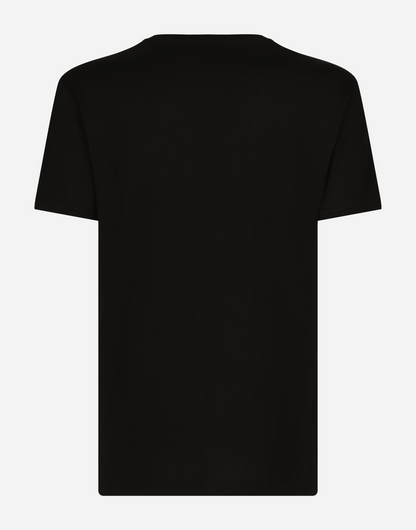 Black Cotton T-shirt with Logo Print