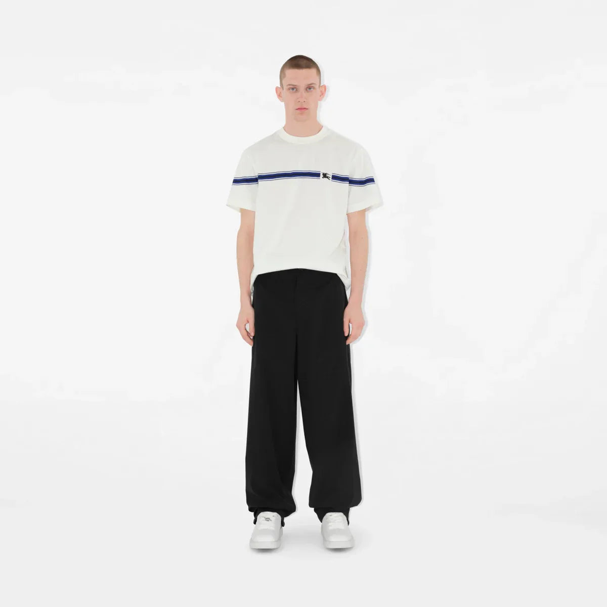 Striped White Cotton T-shirt