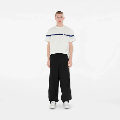 Striped White Cotton T-shirt