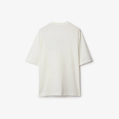Rose Logo Embroidery White Cotton T-shirt