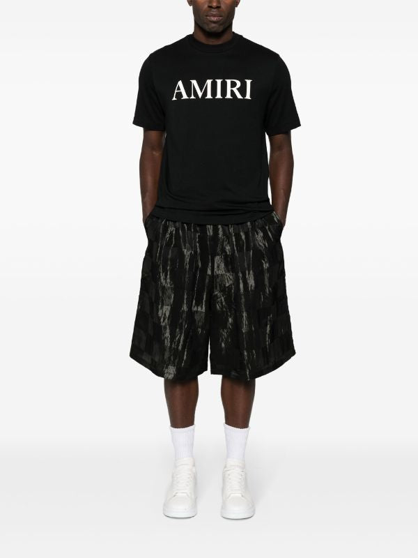 Logo Print Black Cotton T-shirt